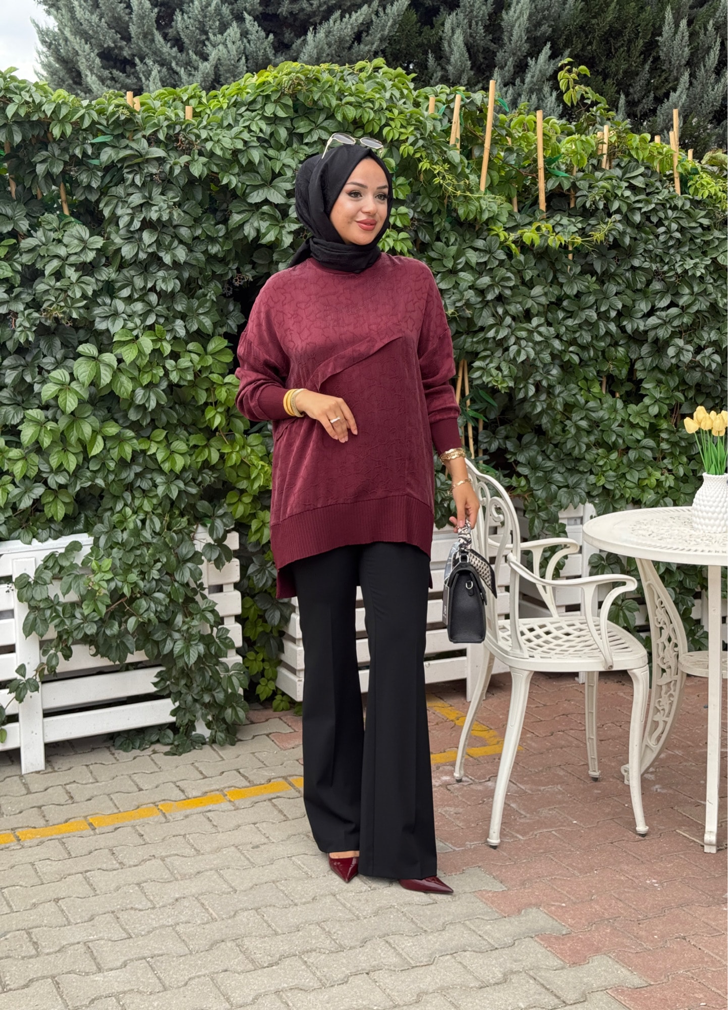 NUSS  ÖNÜ FIRFIR DETAYLI İPEK QUPRA BLUZ